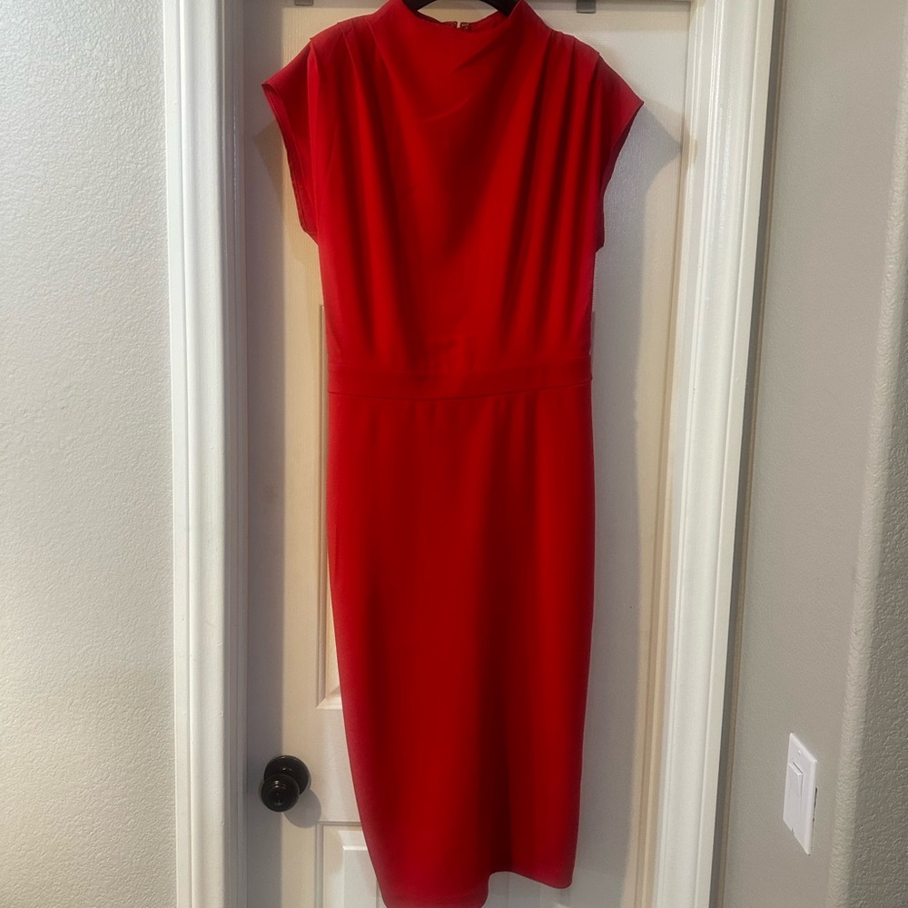 Express Crimson Red Midi Sheath Dress